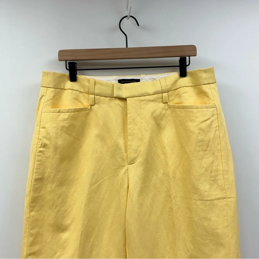 Banana Republic Islet High Rise Wide Leg Twill Trouser Pant Yellow 12S